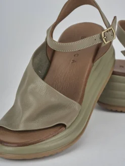 Sandali zeppa tacco 6cm pelle Donna Sandali Zeppa