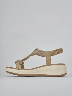 Clearance Sandali zeppa tacco 4cm pelle Donna Sandali Zeppa