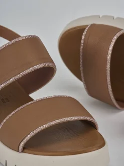 Discount Sandali zeppa tacco 3cm pelle Donna Sandali Zeppa