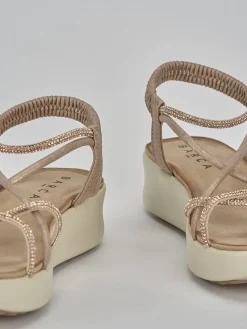 Best Sandali zeppa tacco 4cm pelle Donna Sandali Zeppa