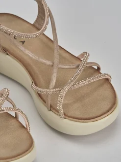 Best Sandali zeppa tacco 4cm pelle Donna Sandali Zeppa