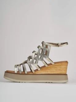 Hot Sandali zeppa tacco 7cm pelle Donna Sandali Zeppa