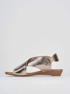 Sale Sandali zeppa tacco 3cm pelle Donna Sandali Zeppa