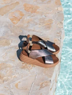 Best Sandali zeppa tacco 5cm pelle Donna Sandali Zeppa