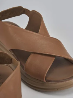 Clearance Sandali zeppa tacco 6cm pelle Donna Sandali Zeppa