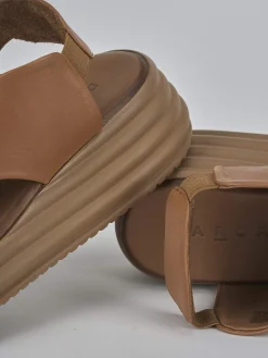 Clearance Sandali zeppa tacco 6cm pelle Donna Sandali Zeppa