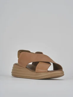 Discount Sandali zeppa tacco 5cm pelle Donna Sandali Zeppa