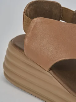 Discount Sandali zeppa tacco 5cm pelle Donna Sandali Zeppa