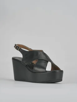 Clearance Sandali zeppa tacco 8cm pelle Donna Sandali Zeppa