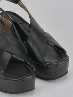 Clearance Sandali zeppa tacco 8cm pelle Donna Sandali Zeppa