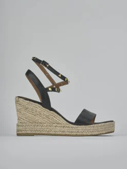 Outlet Sandali zeppa tacco 11cm pelle Donna Sandali Zeppa