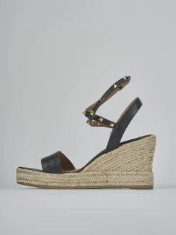 Outlet Sandali zeppa tacco 11cm pelle Donna Sandali Zeppa