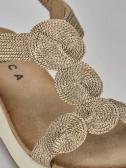 Outlet Sandali zeppa tacco 4cm pelle Donna Sandali Zeppa