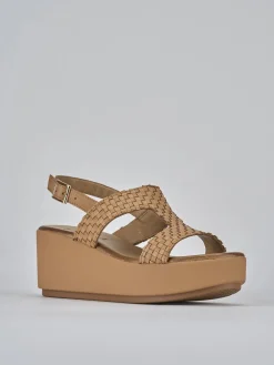 New Sandali zeppa tacco 6cm pelle Donna Sandali Zeppa