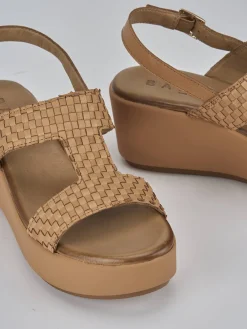 New Sandali zeppa tacco 6cm pelle Donna Sandali Zeppa