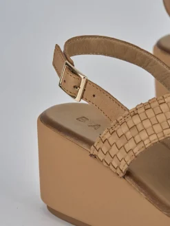 New Sandali zeppa tacco 6cm pelle Donna Sandali Zeppa