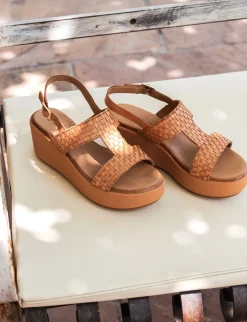 New Sandali zeppa tacco 6cm pelle Donna Sandali Zeppa