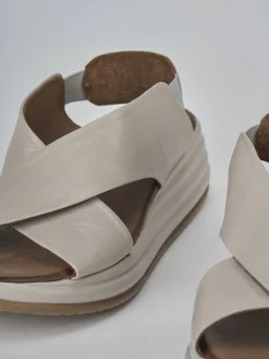 Clearance Sandali zeppa tacco 6cm pelle Donna Sandali Zeppa