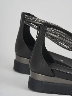 Sandali zeppa tacco 3cm pelle Donna Sandali Zeppa