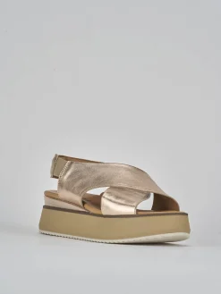 Hot Sandali zeppa tacco 4cm pelle Donna Sandali Zeppa