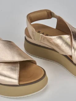 Hot Sandali zeppa tacco 4cm pelle Donna Sandali Zeppa