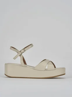 Clearance Sandali zeppa tacco 4cm pelle Donna Sandali Zeppa