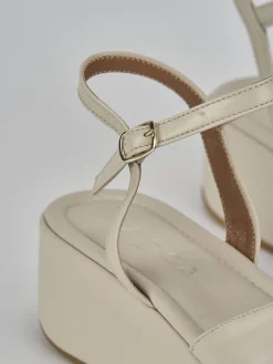 Clearance Sandali zeppa tacco 4cm pelle Donna Sandali Zeppa