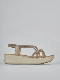 Hot Sandali zeppa tacco 4cm pelle Donna Sandali Zeppa