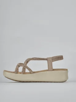 Hot Sandali zeppa tacco 4cm pelle Donna Sandali Zeppa