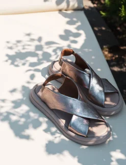 Online Sandali zeppa tacco 3cm pelle Donna Sandali Zeppa