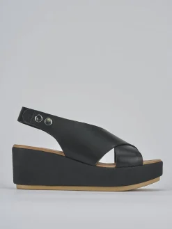 New Sandali zeppa tacco 6cm pelle Donna Sandali Zeppa