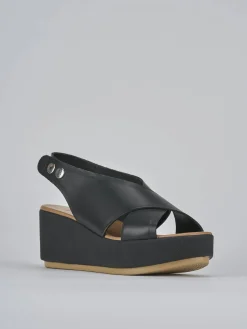 New Sandali zeppa tacco 6cm pelle Donna Sandali Zeppa