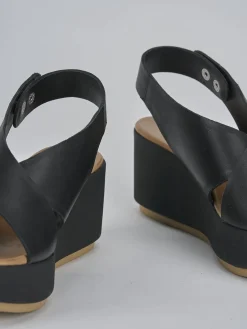 New Sandali zeppa tacco 6cm pelle Donna Sandali Zeppa