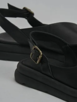 Sale Sandali zeppa tacco 3cm pelle Donna Sandali Zeppa