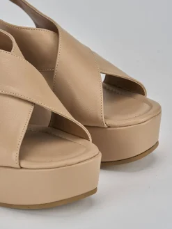 Outlet Sandali zeppa tacco 8cm pelle Donna Sandali Zeppa