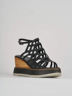 New Sandali zeppa tacco 7cm pelle Donna Sandali Zeppa