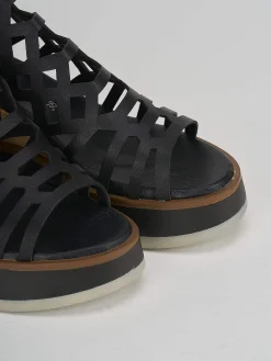 New Sandali zeppa tacco 7cm pelle Donna Sandali Zeppa