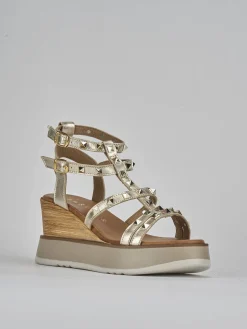 Discount Sandali zeppa tacco 8cm pelle Donna Sandali Zeppa