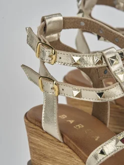 Discount Sandali zeppa tacco 8cm pelle Donna Sandali Zeppa