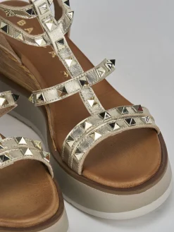 Discount Sandali zeppa tacco 8cm pelle Donna Sandali Zeppa