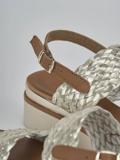 New Sandali zeppa tacco 3cm pelle Donna Sandali Zeppa