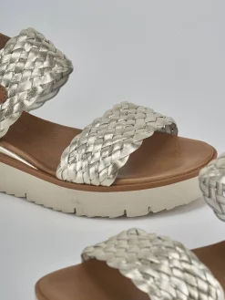 New Sandali zeppa tacco 3cm pelle Donna Sandali Zeppa