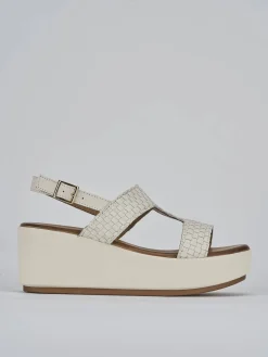 Clearance Sandali zeppa tacco 6cm pelle Donna Sandali Zeppa