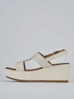 Clearance Sandali zeppa tacco 6cm pelle Donna Sandali Zeppa