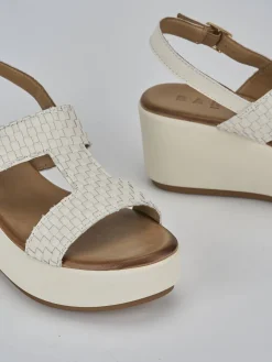 Clearance Sandali zeppa tacco 6cm pelle Donna Sandali Zeppa