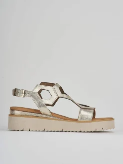 Discount Sandali zeppa tacco 3cm pelle Donna Sandali Zeppa