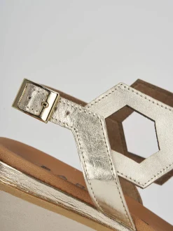 Discount Sandali zeppa tacco 3cm pelle Donna Sandali Zeppa