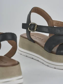 Best Sandali zeppa tacco 5cm pelle Donna Sandali Zeppa