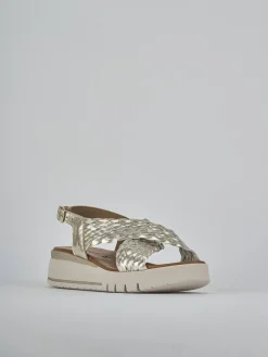 Sale Sandali zeppa tacco 2cm pelle Donna Sandali Zeppa