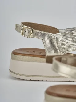 Sale Sandali zeppa tacco 2cm pelle Donna Sandali Zeppa